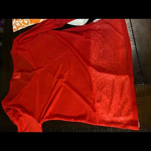 Sequin Mesh V-Neck Long Sleeve Top - Picture 3 of 7